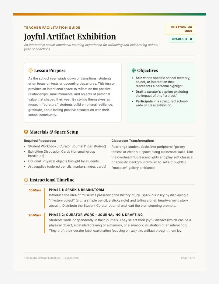Joyful Exhibition Lesson Plan