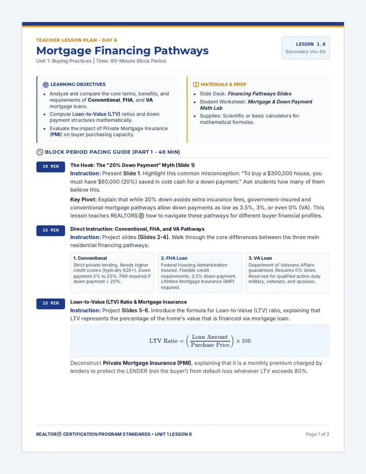Financing Pathways Lesson Plan