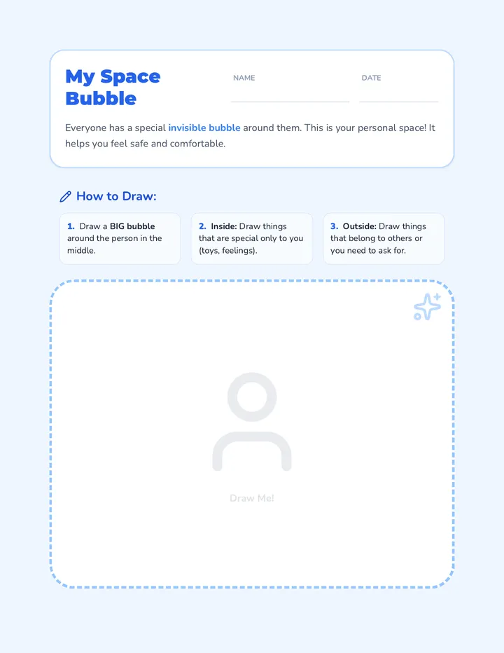 My Space Bubble Worksheet