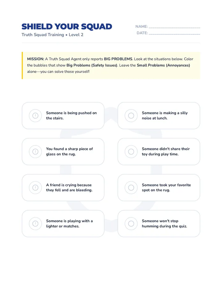 Shield Squad Worksheet