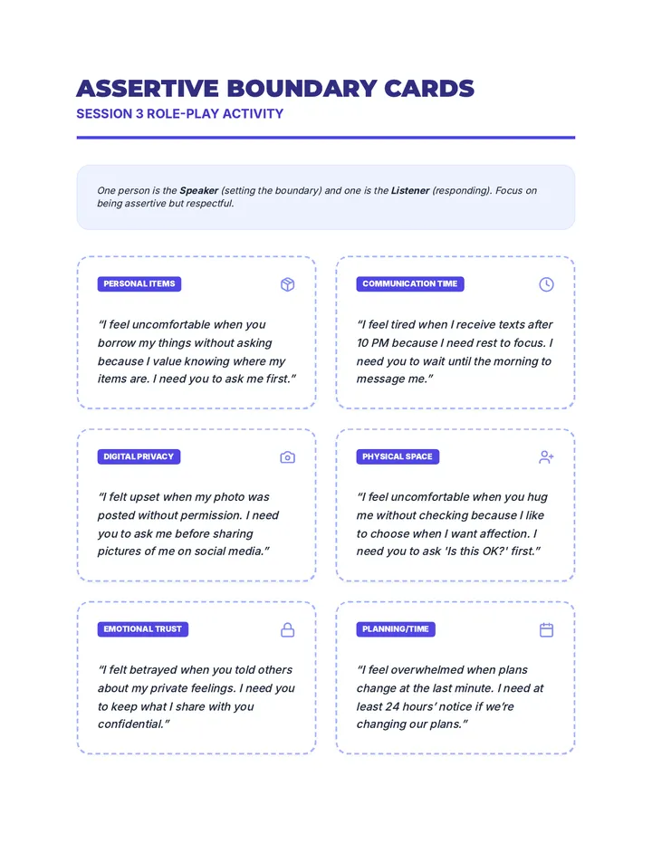 Assertive Boundary Role Play Activity