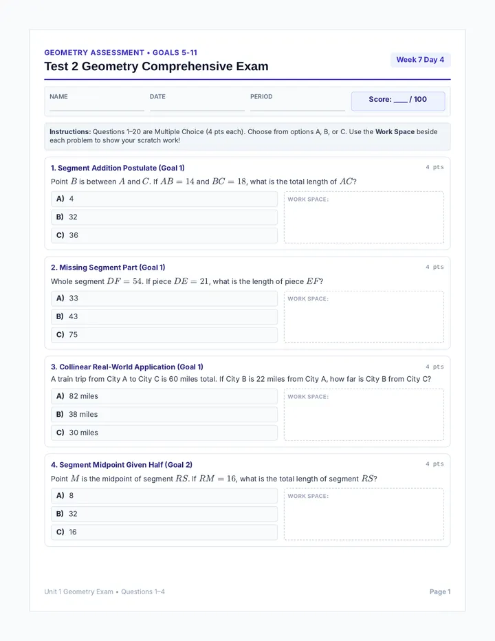 Unit Comprehensive Test Student Packet