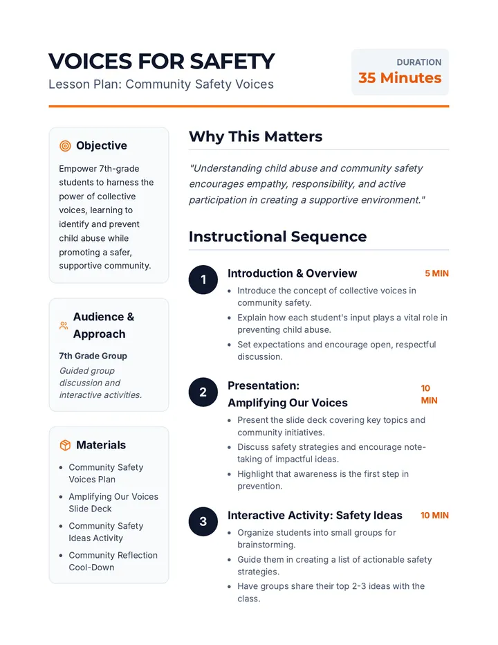 Community Safety Voices Plan