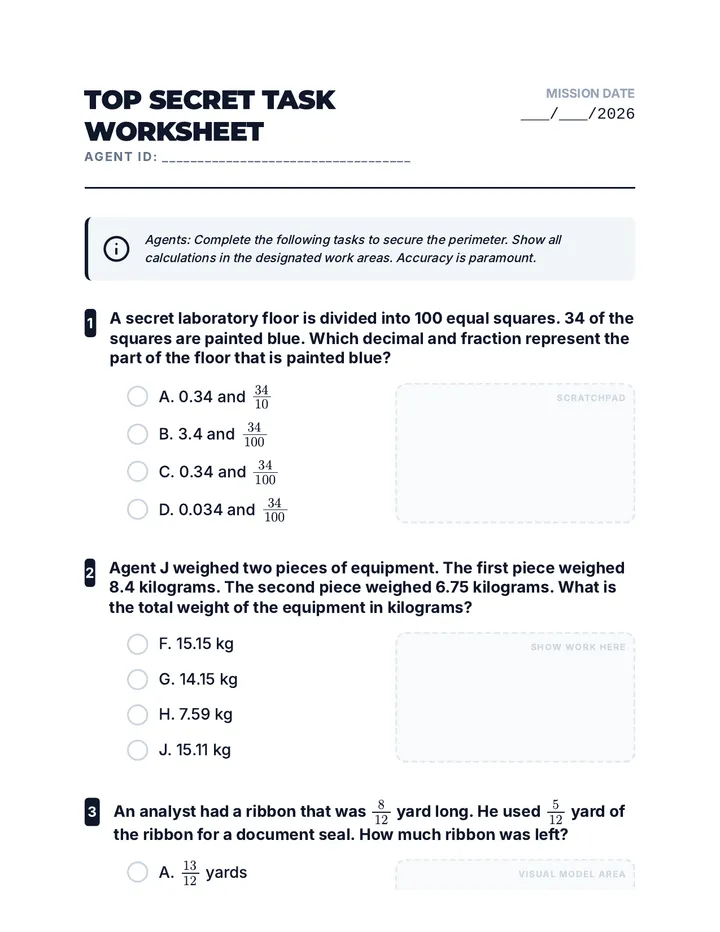 Top Secret Task Worksheet