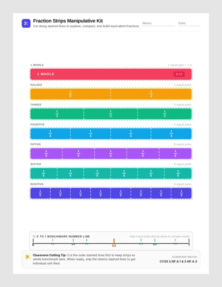 Fraction Strips Manipulative Kit