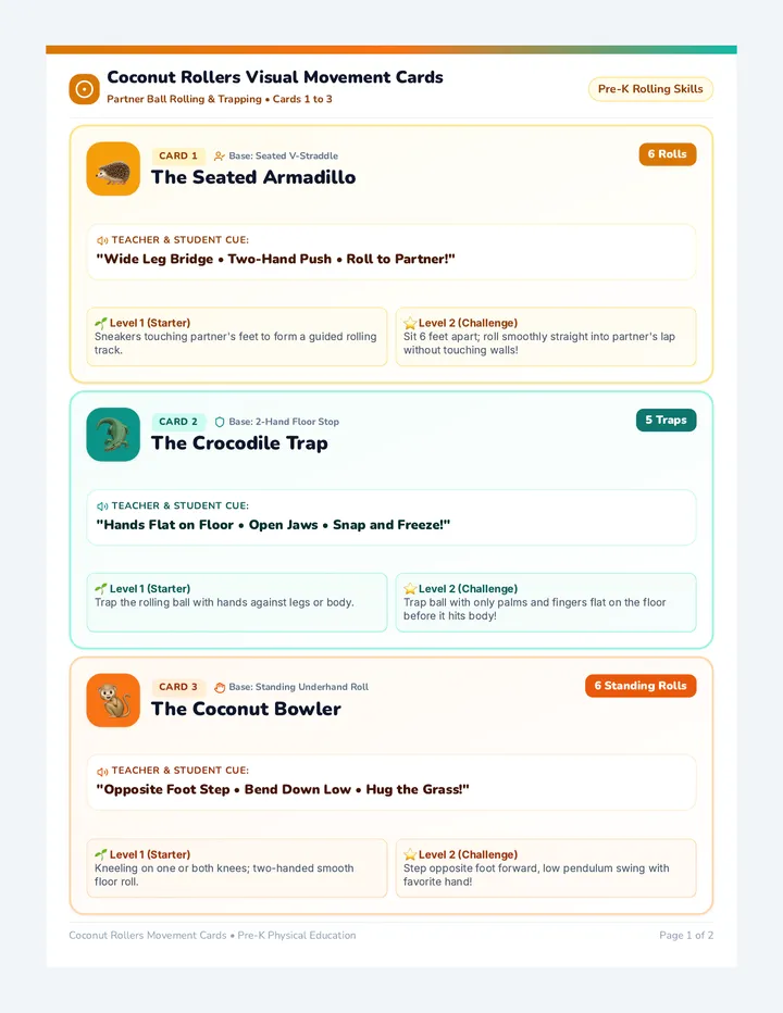 Coconut Rollers Cue Cards
