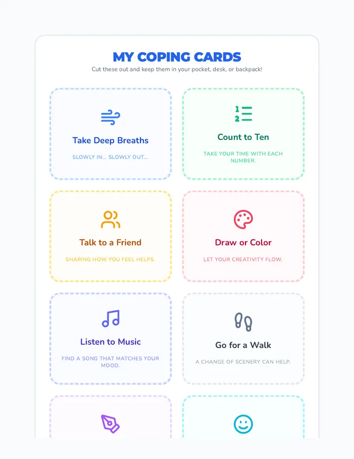 Coping Strategy Cards Printable