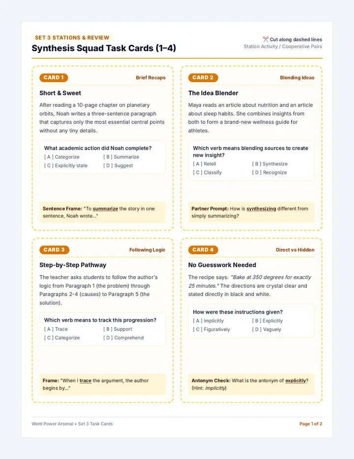 Synthesis Squad Task Cards