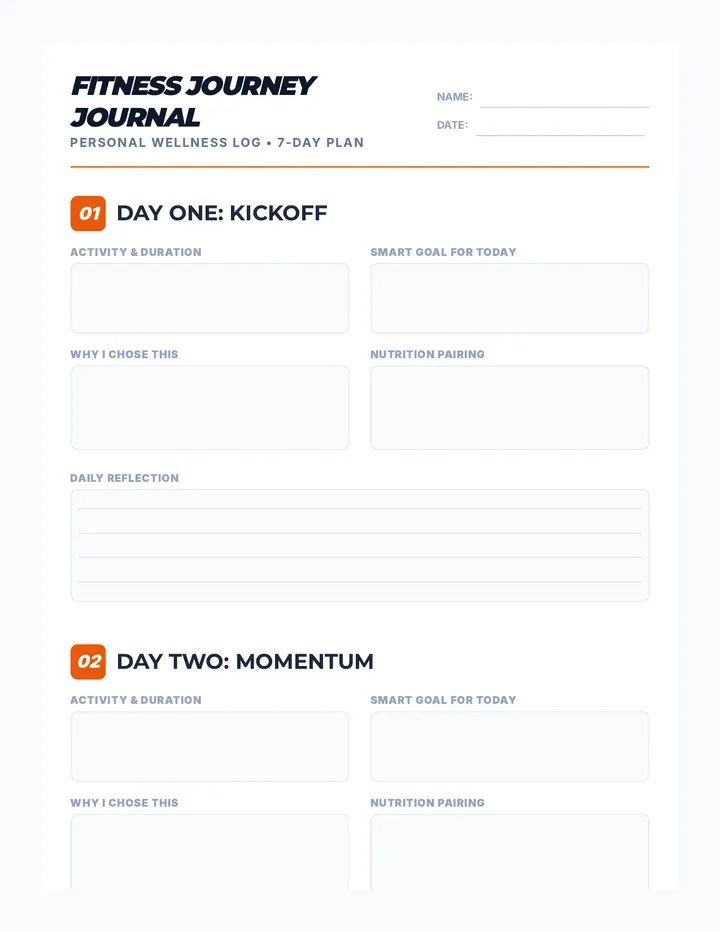 Fitness Journey Journal