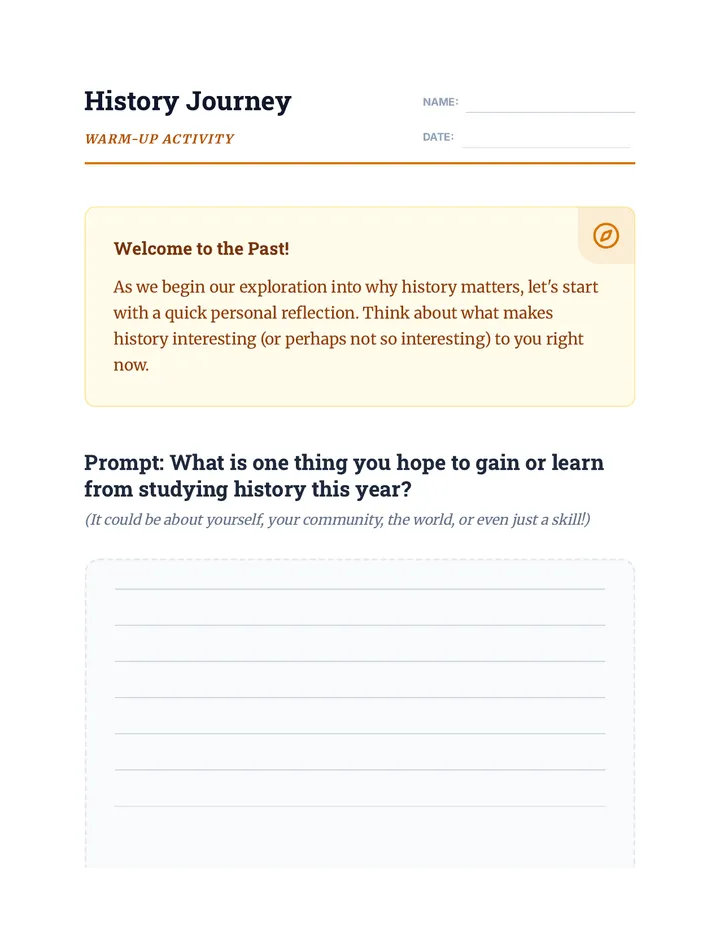 History Journey Warm Up