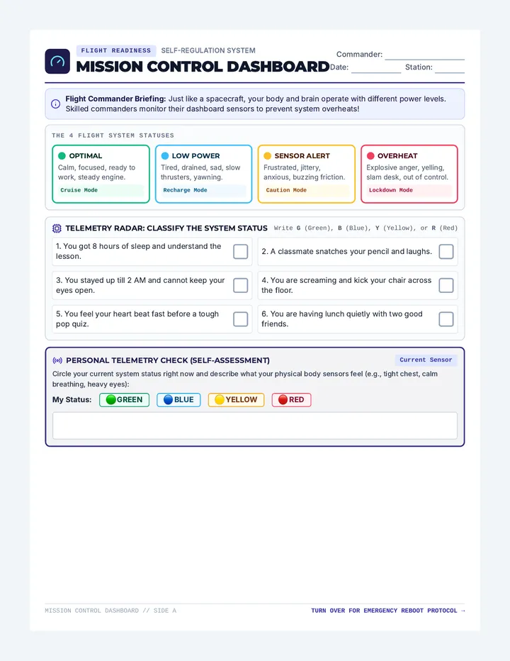 Mission Control Dashboard Activity Sheet