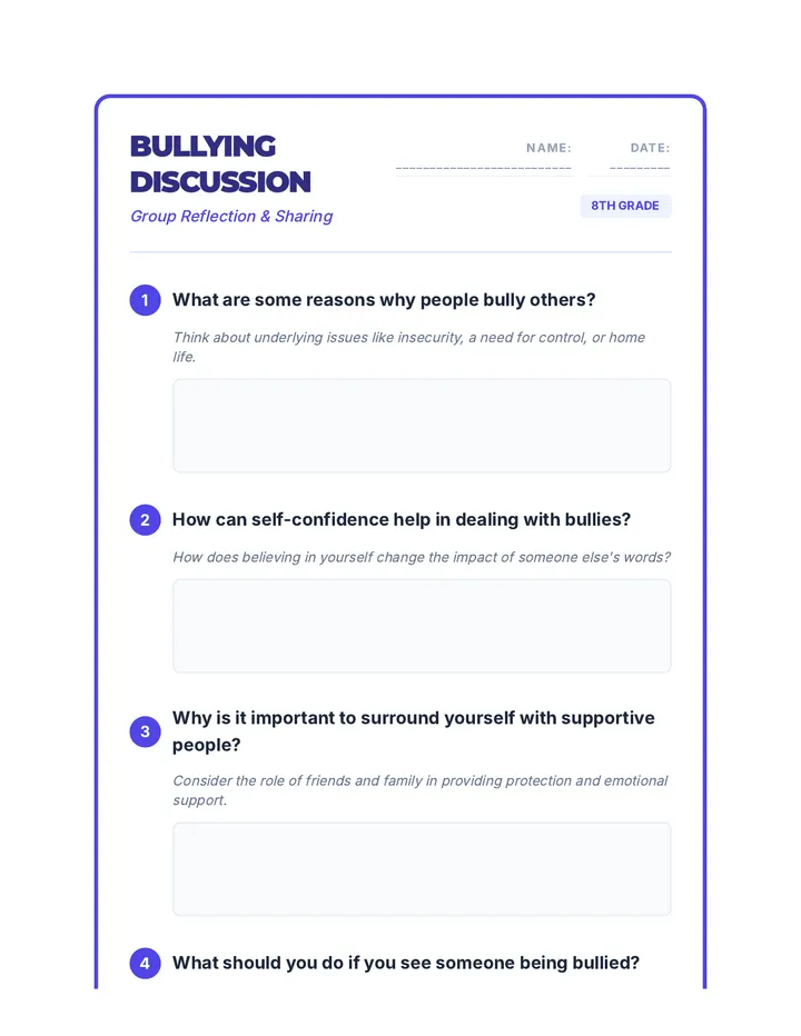 Bullying Resilience Handouts Worksheet