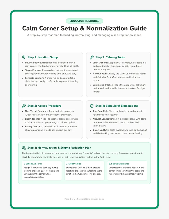 Calm Corner Teacher Guide