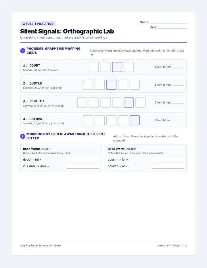Silent Signals Practice Worksheet