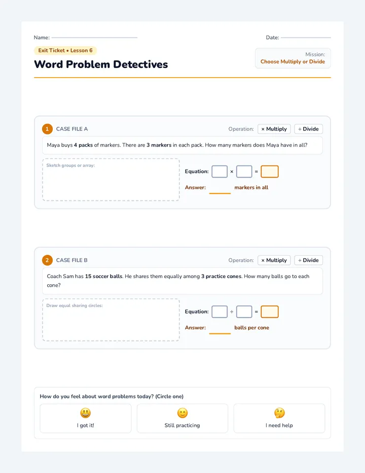 Word Problem Exit Ticket