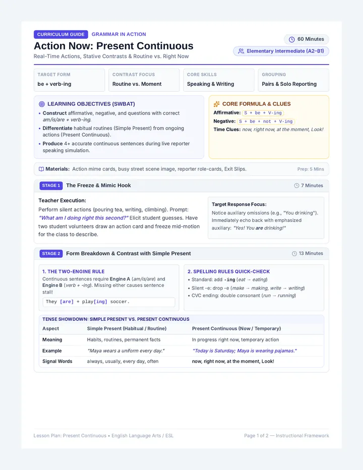 Action Now Lesson Plan