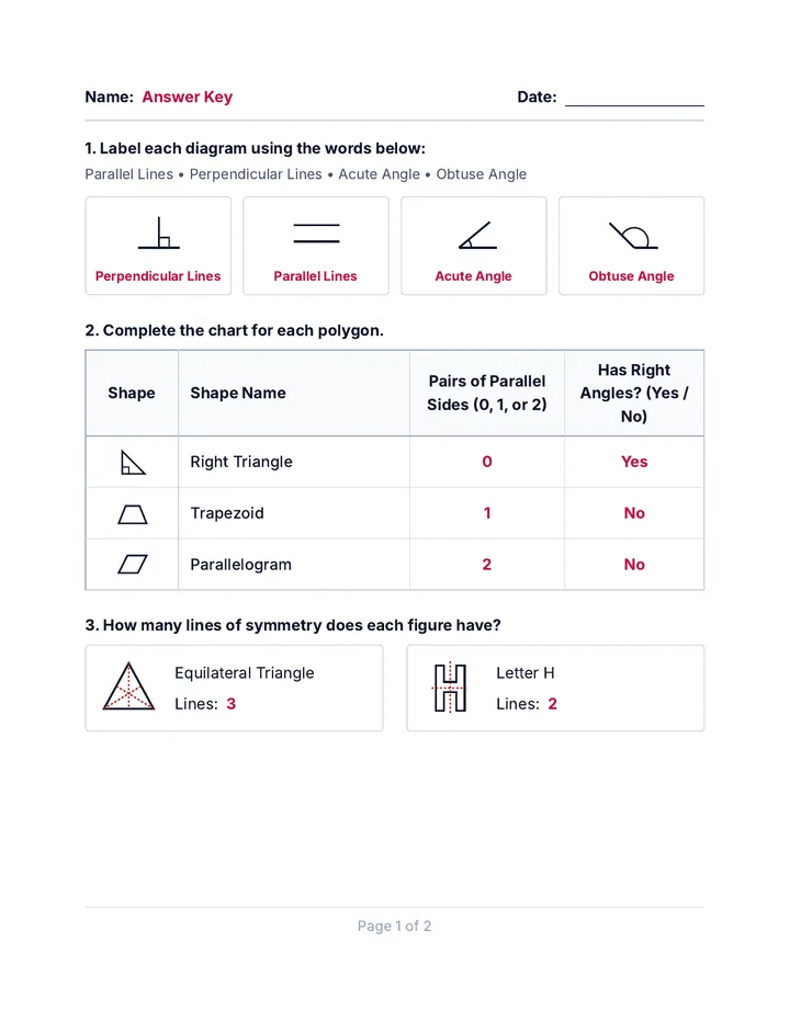Shape Master Answer Key