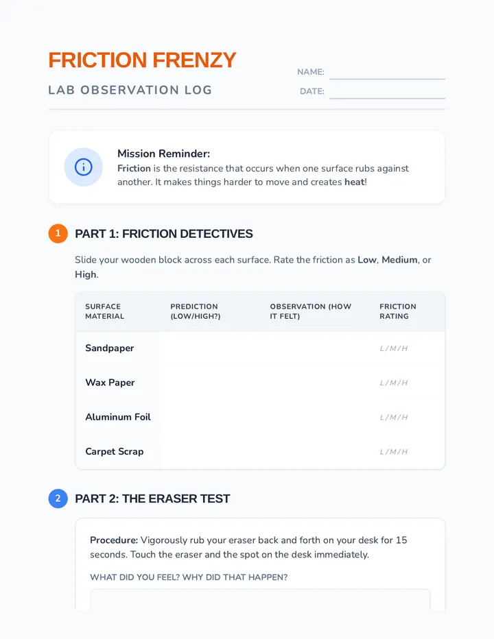 Friction Frenzy Lab Log