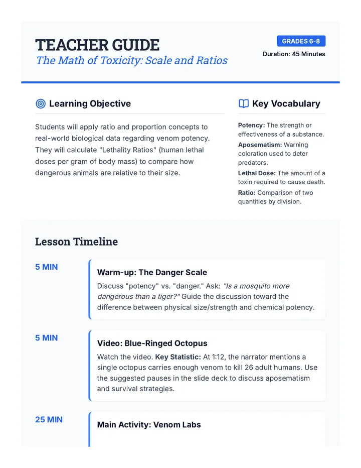 Toxicity Math Teacher Guide