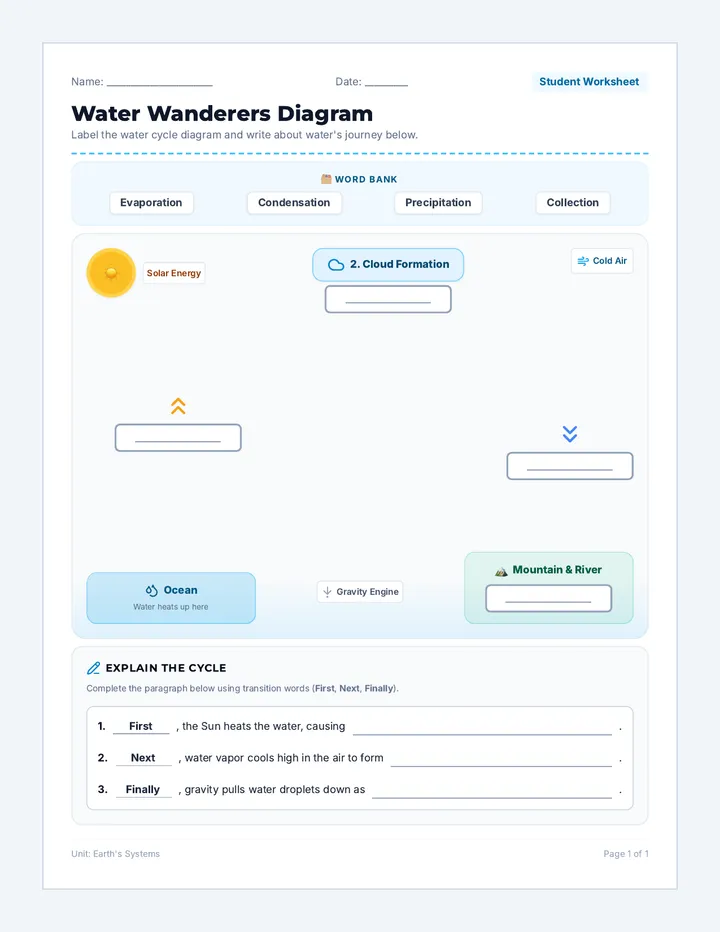Water Wanderers Diagram Worksheet