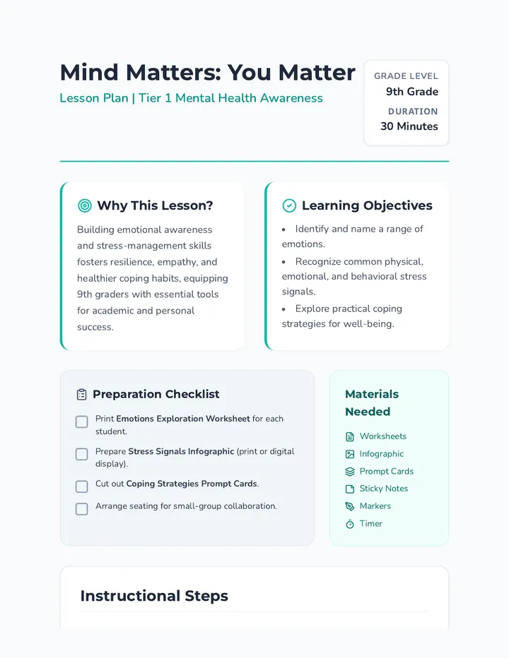 Mind Matters Lesson Plan