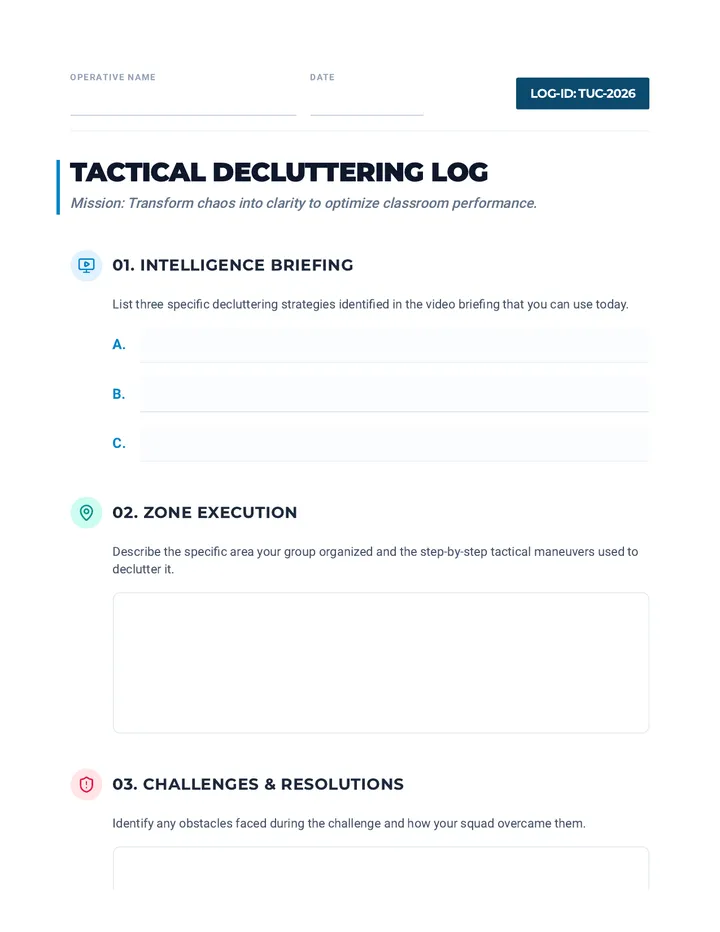 Tactical Decluttering Log Worksheet
