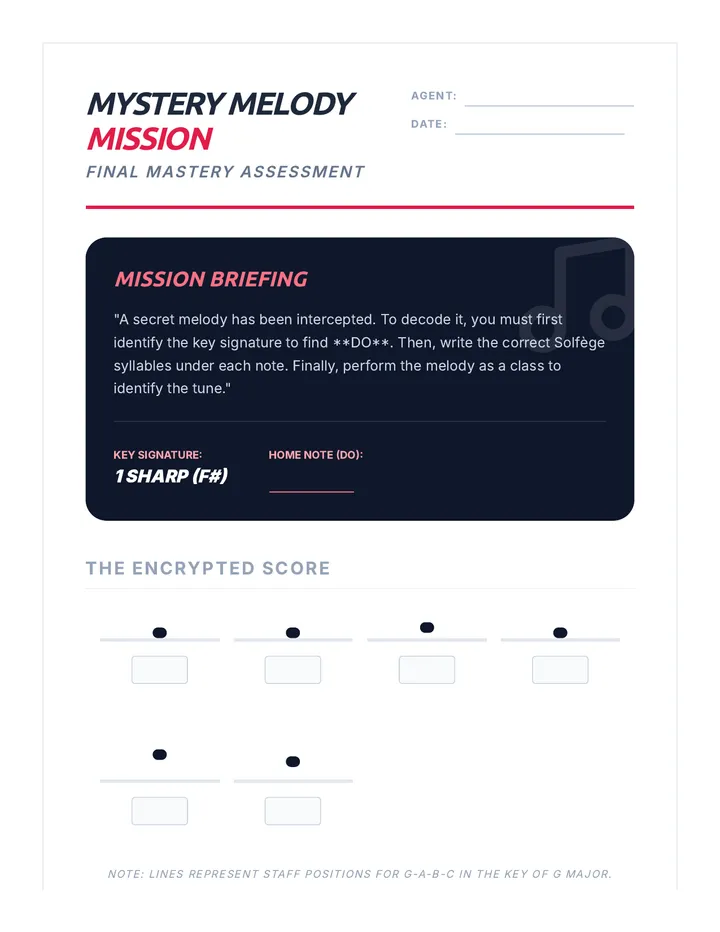 Mystery Melody Mission Worksheet