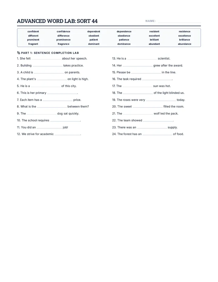 Suffix Symmetry Worksheet