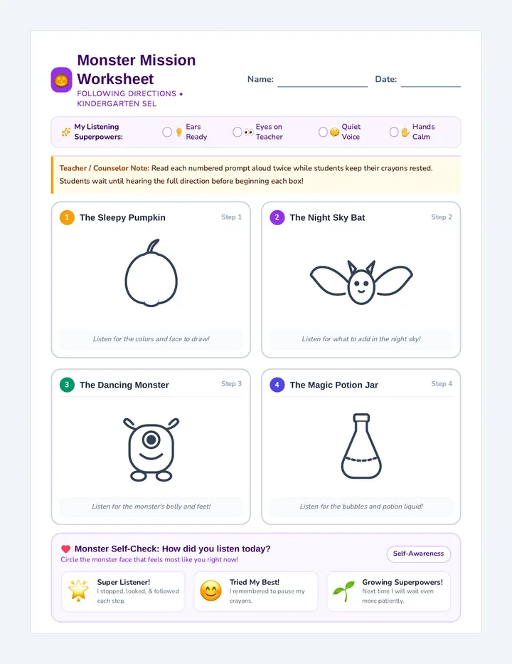 Monster Mission Worksheet
