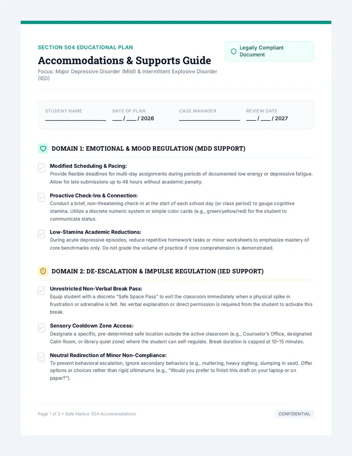 Safe Harbor 504 Accommodations