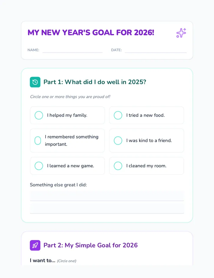 My New Year's Goal Worksheet