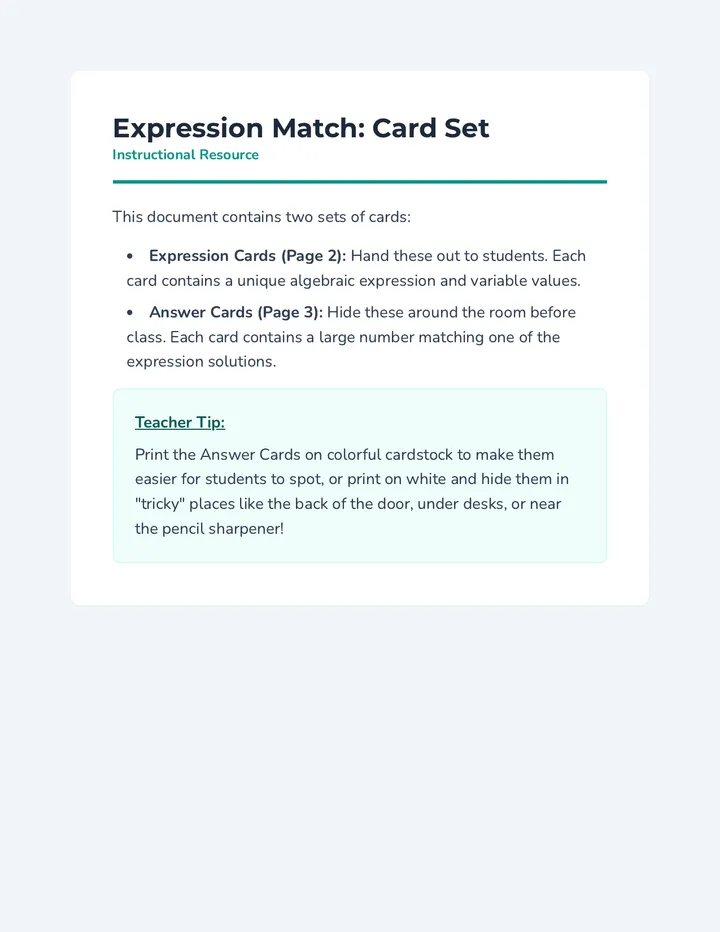 Expression Match Cards
