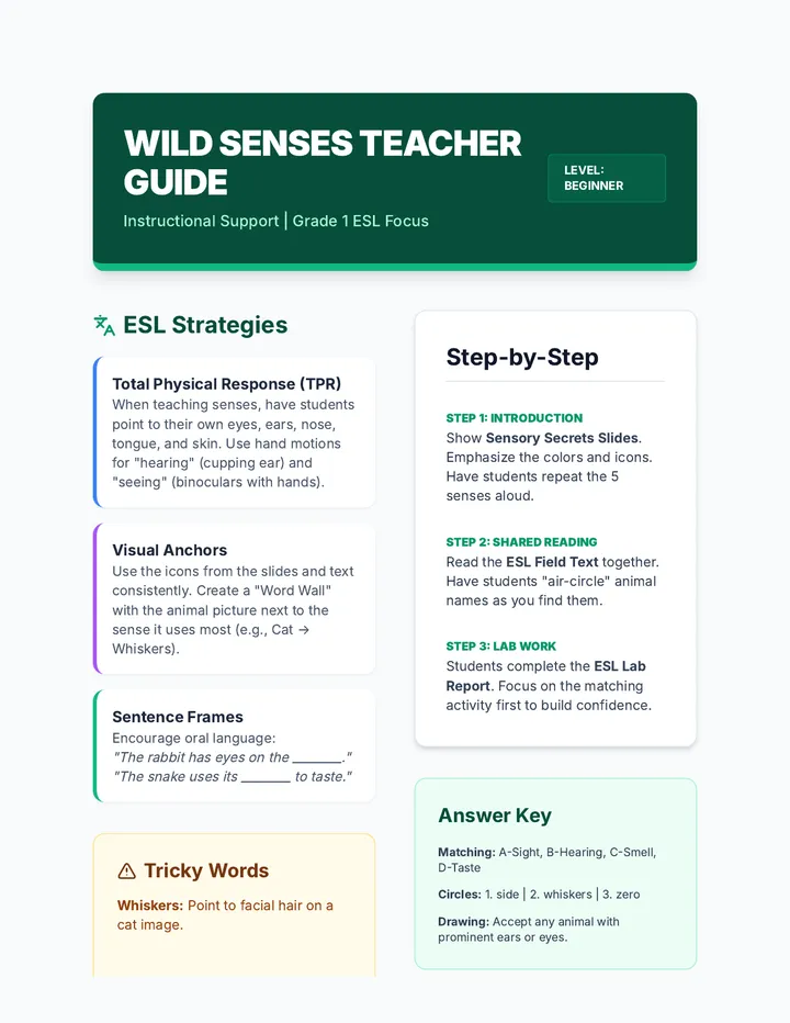 Wild Senses ESL Teacher Guide