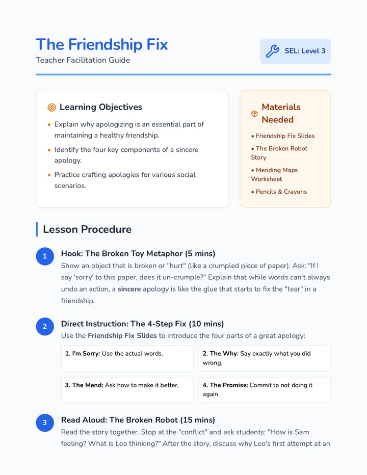 Friendship Fix Teacher Guide