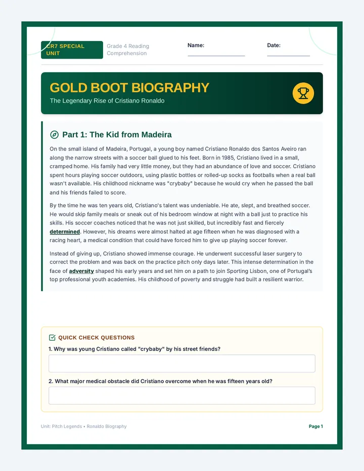 Gold Boot Biography Packet
