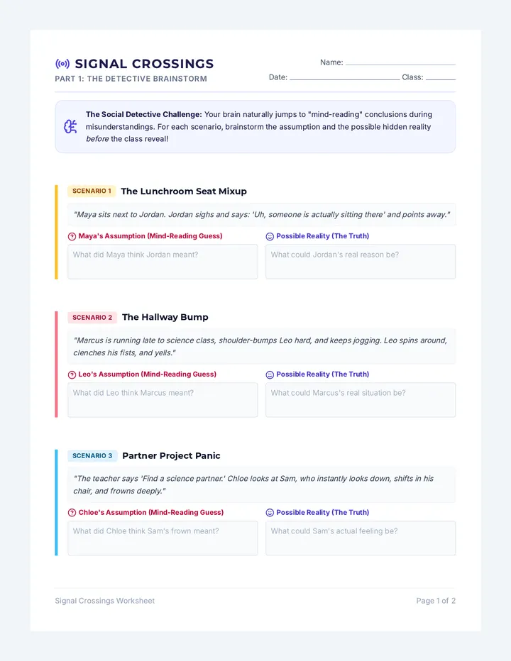 Signal Crossings Worksheet