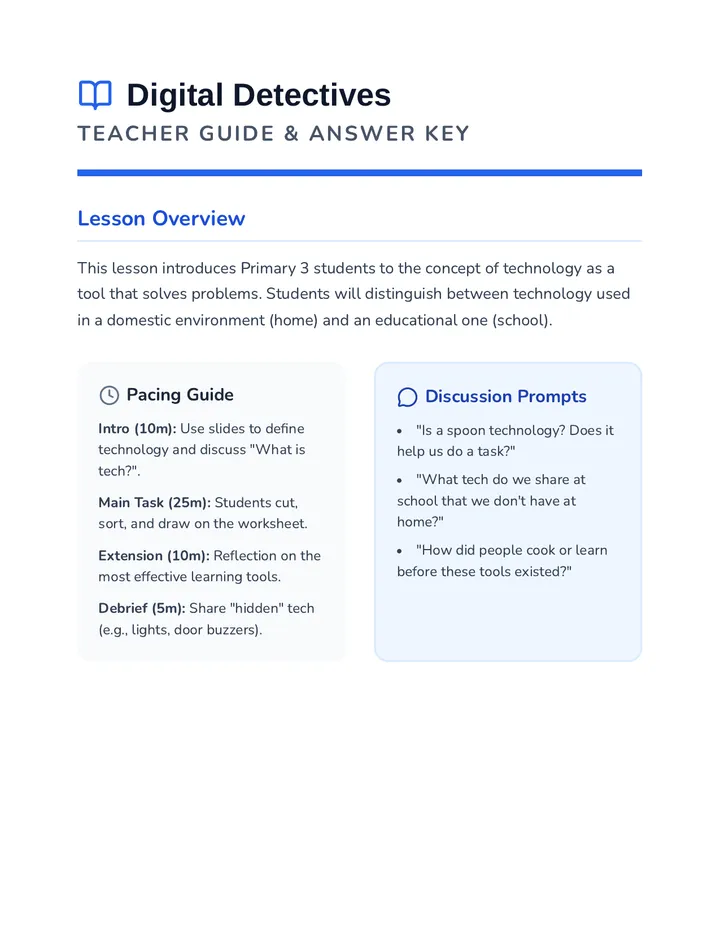 Digital Detectives Teacher Guide