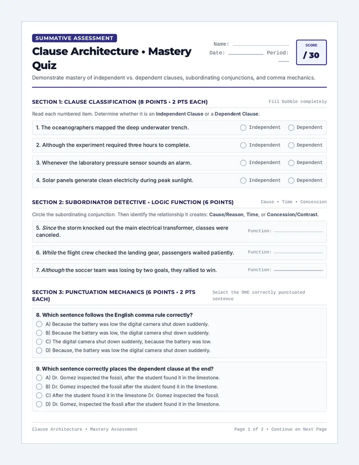 Clause Mastery Quiz