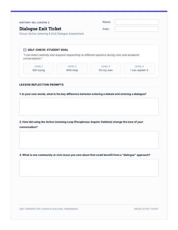 Civil Dialogue Exit Ticket