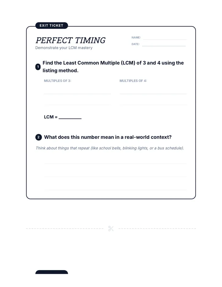 Perfect Timing Exit Ticket