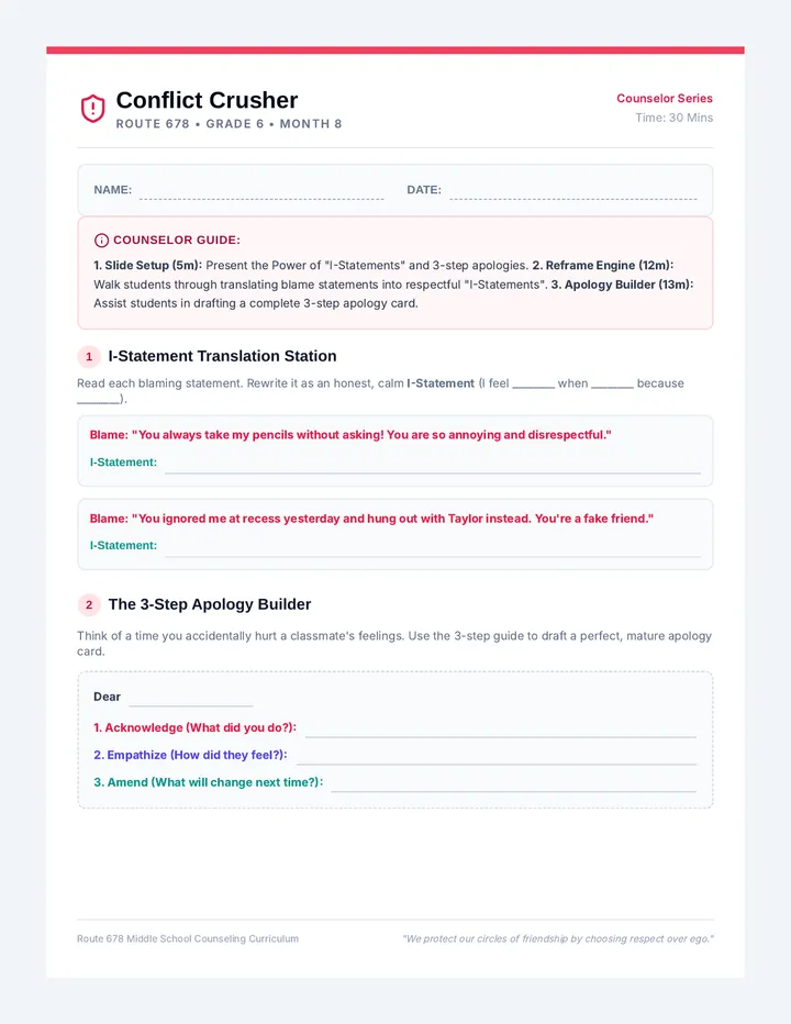 Conflict Crusher Worksheet