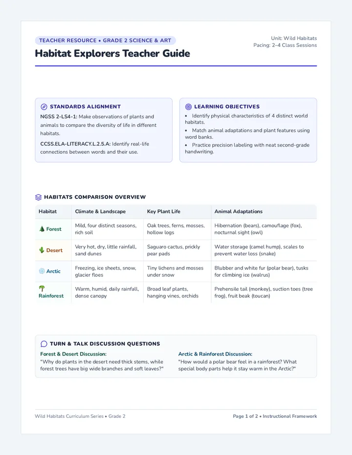 Habitat Explorers Teacher Guide