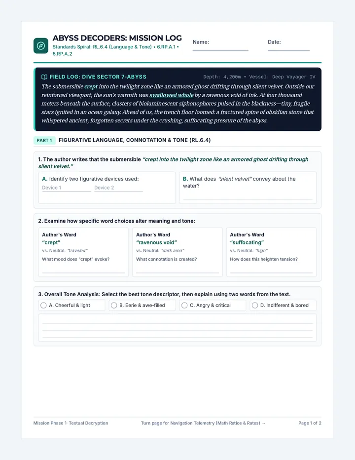 Abyss Decoders Worksheet