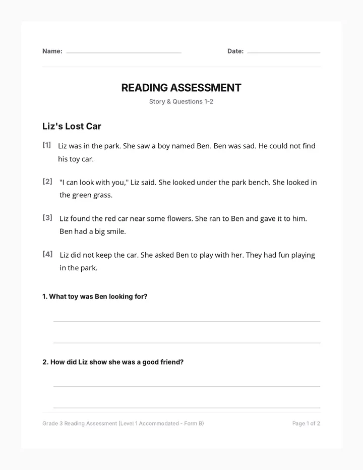 Liz Lost Car Assessment