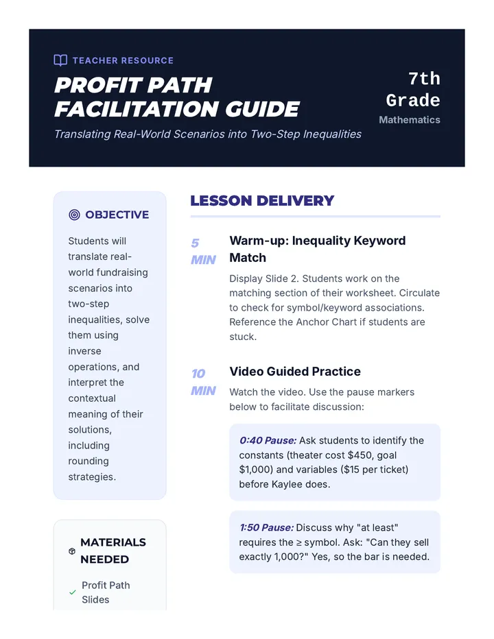 Profit Path Teacher Guide