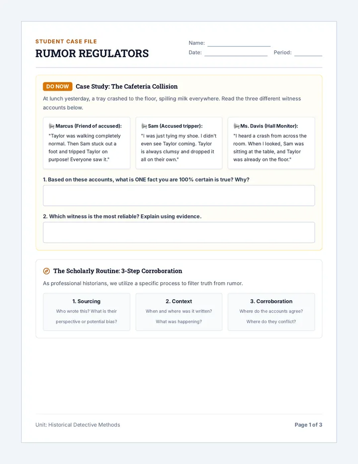 Rumor Regulators Student Packet