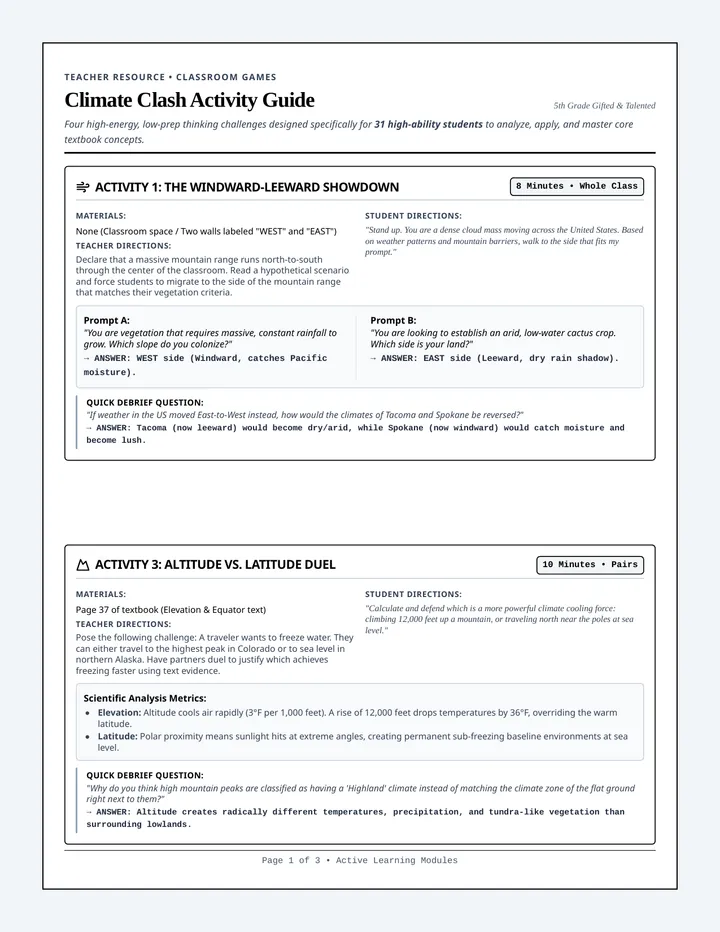 Climate Clash Activity Guide