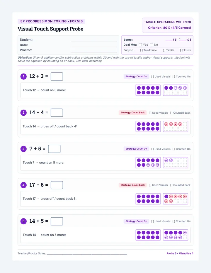 Count Touch Probe B Worksheet