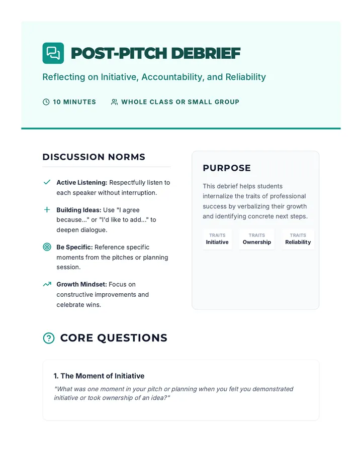 Post-Pitch Debrief Guide