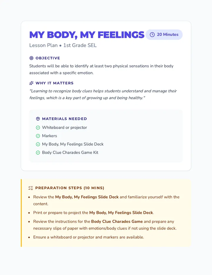 Feelings Feedback Lesson Plan